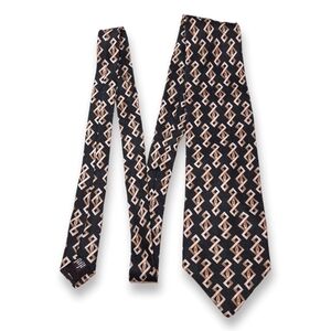 💠 MADISON AVENUE Patterned Silk Tie Made In Canada Diamond Gold Green